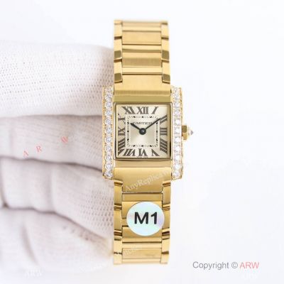 Swiss Replica Cartier Tank Francaise Quartz Watch Yellow Gold Diamond-set